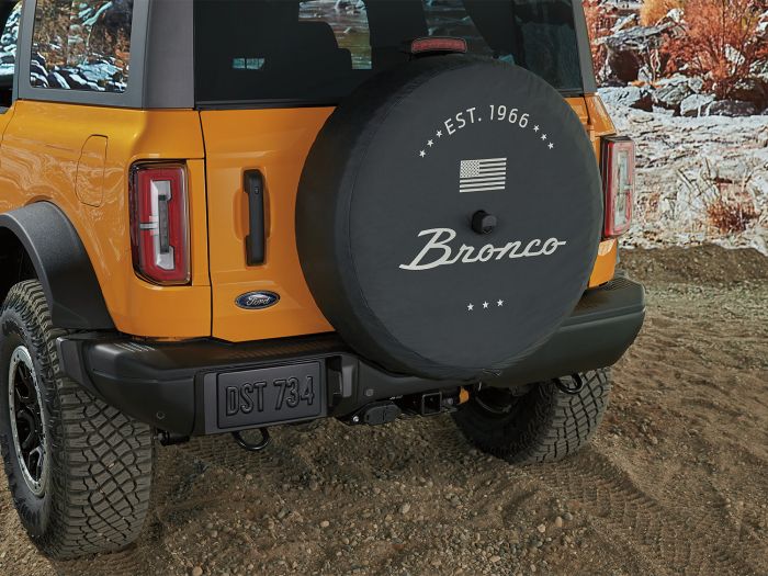 SPARE TIRE COVER - BRONCO 66, OXFORD WHITE INK, FOR 32 INCH TIRE Part No M2DZ-9945026-B